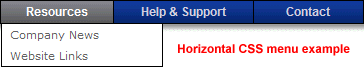 horizontal drop menu sample