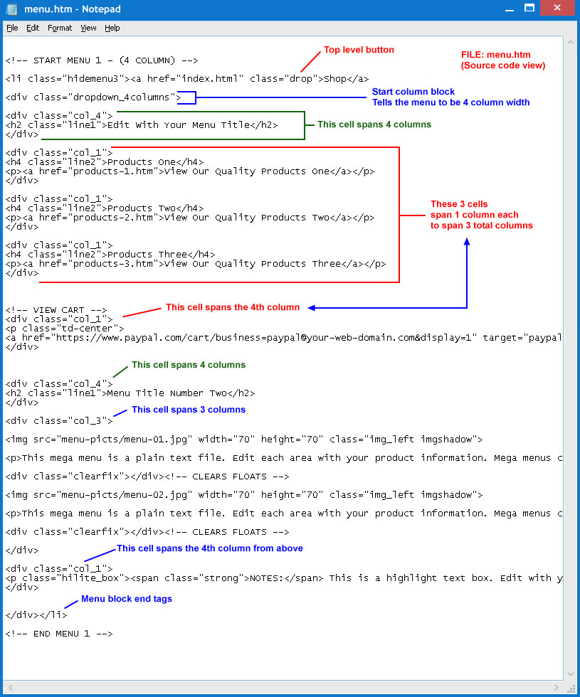 Mega Menu Source Visual